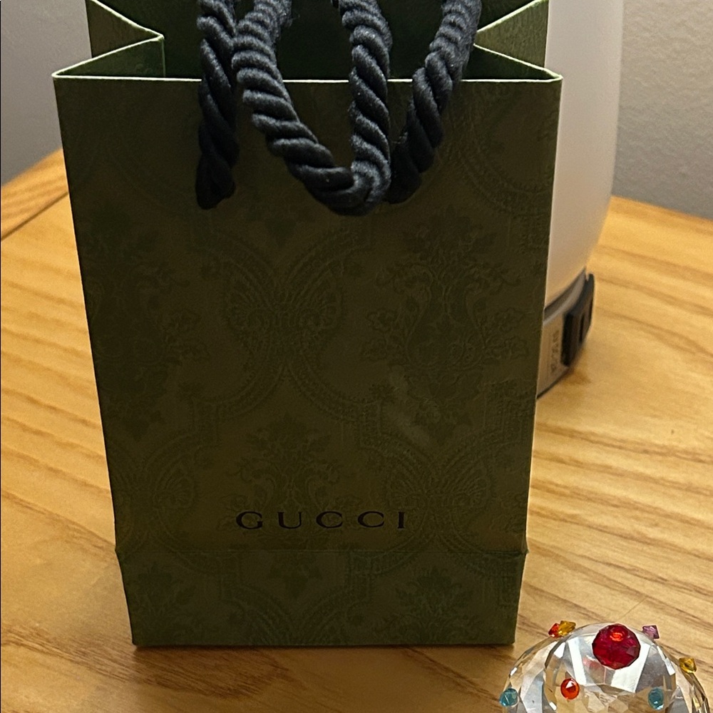Gucci Olive Green Gift Bag with Black Rope Handles